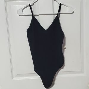Bp Black Ribbed Thong Bodysuit